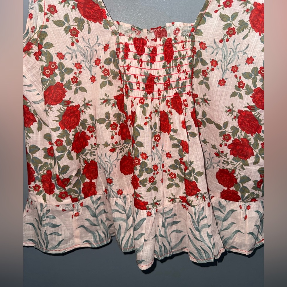 Maeve Pink Floral Smocked Tank Top - Picture 5 of 7